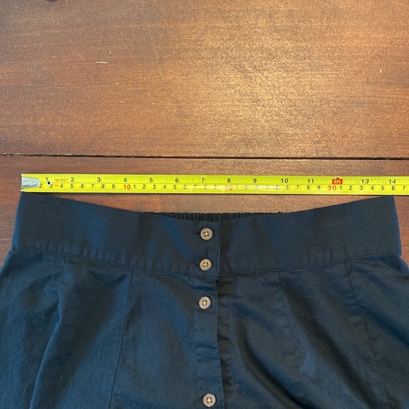 Flowy Black Cotton Linen Blend Midi Skirt, M - Picture 7 of 12